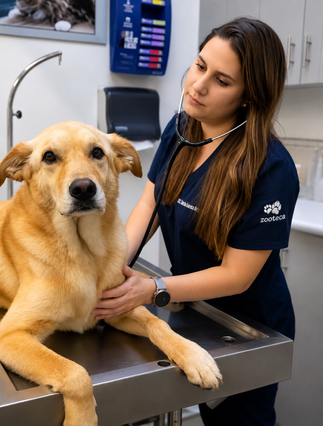 Médico veterinario atendiendo a un paciente